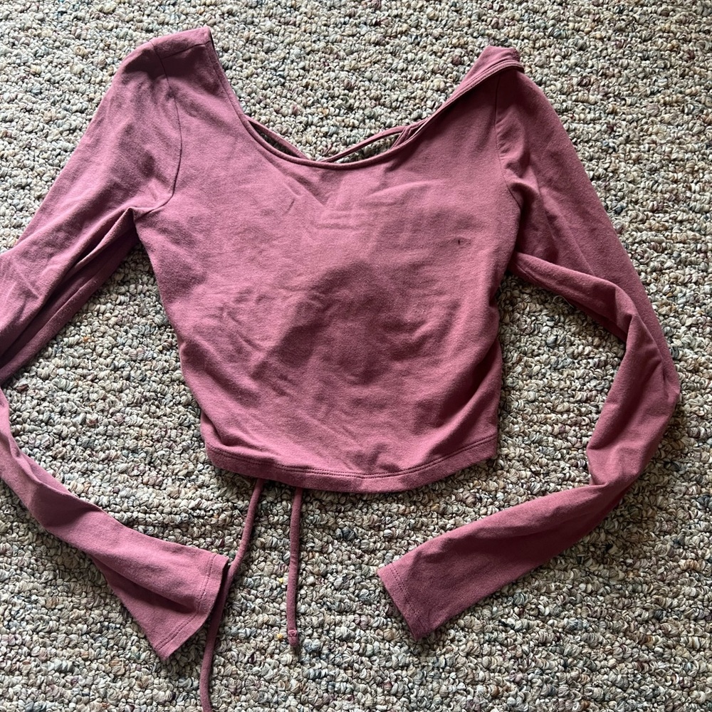 Aeropostale Pink Long Sleeve Crop Blouse